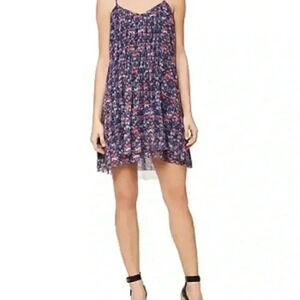 New Sanctuary Spring Fling Floral Print Chiffon V Neck Sleeveless Swing Dress